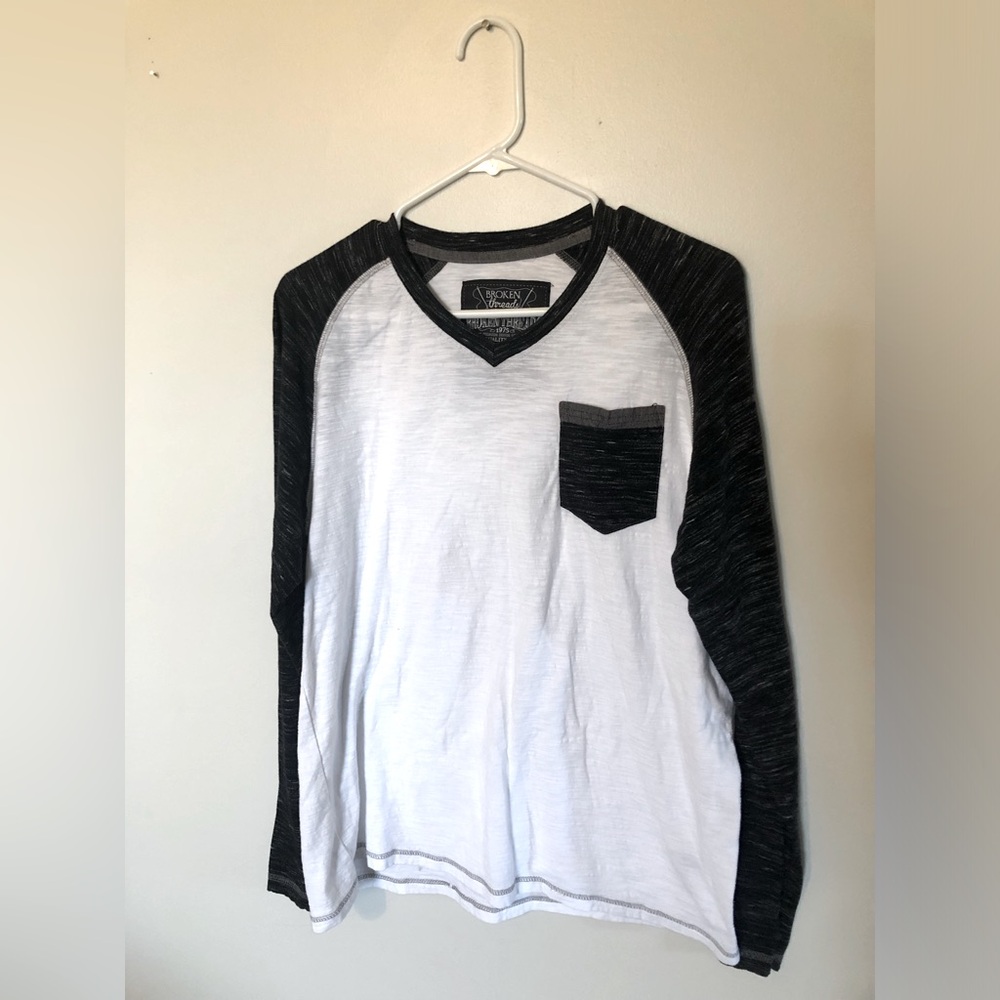 Broken Threads Raw Style 1975 Black & White Long Sleeve Baseball T Shirt Cotton